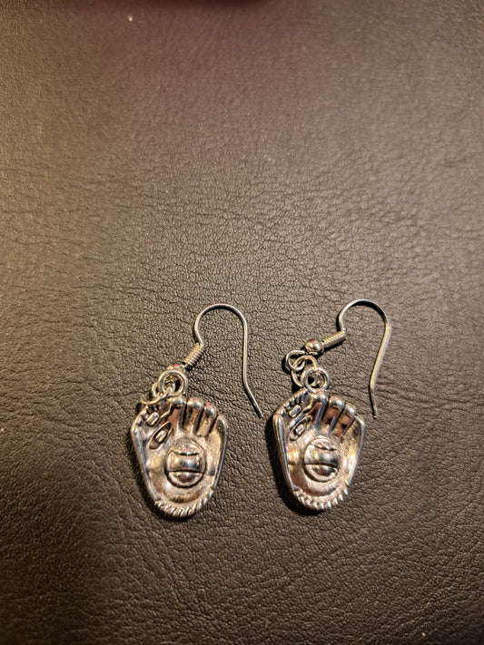 Baseball glove earrings