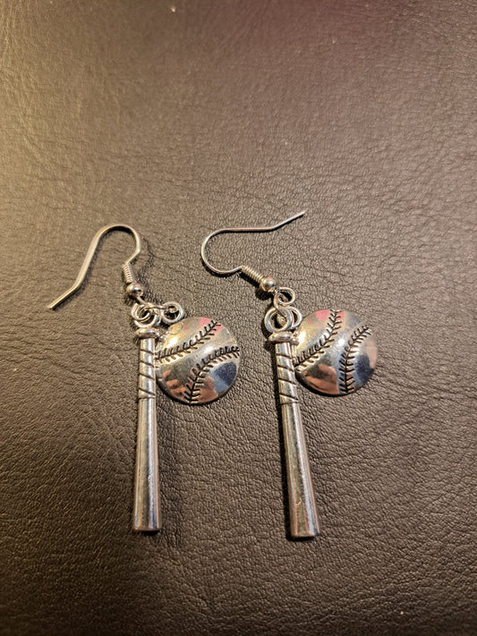 Bat and ball earrings